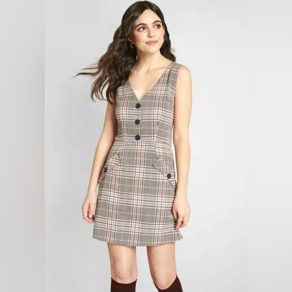 ModCloth In It To Win It Plaid Sleeveless Dress size 8